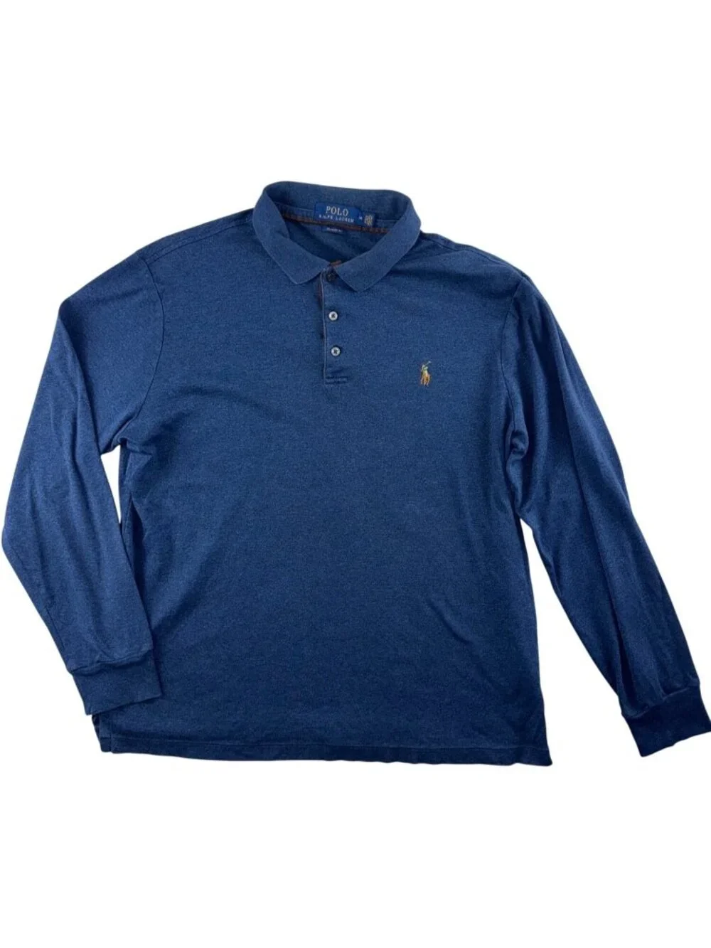 Polo Ralph Lauren Men's M Blue Long Sleeve Polo Shirt Classic Fit Pony Logo